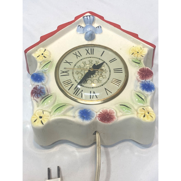 Hull Art Pottery Bluebird Birdhouse Clock Works - Picture 4 of 11